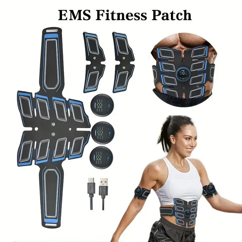 (image for) EMS Muscle Stimulator Abdominal Shaping Belt Muscle Exercise Instrument Abdominal Muscle Patch Fitness Equipment for Men Women's Abdominal Arm Leg Home Office Exercise