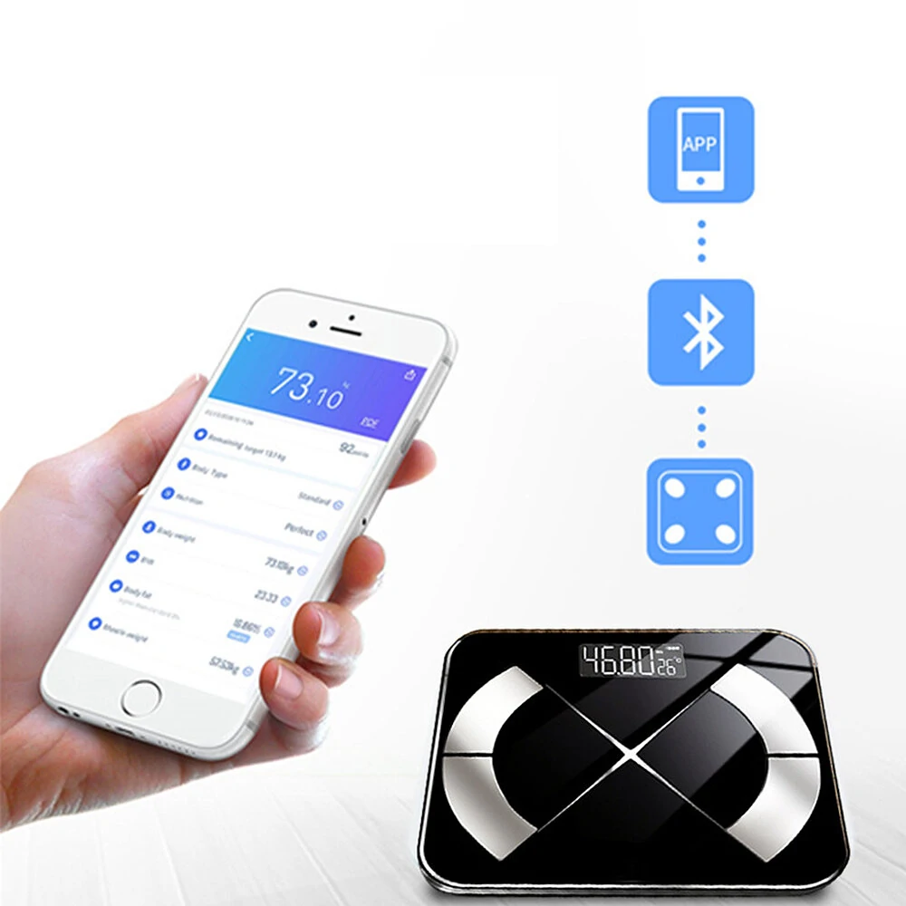 (image for) Smart Wireless Body Scale 25 Key Body Data Analyze 3 Units Switch App Composition Monitoring 19 Languages Support 180kg Accurate Weight Scale
